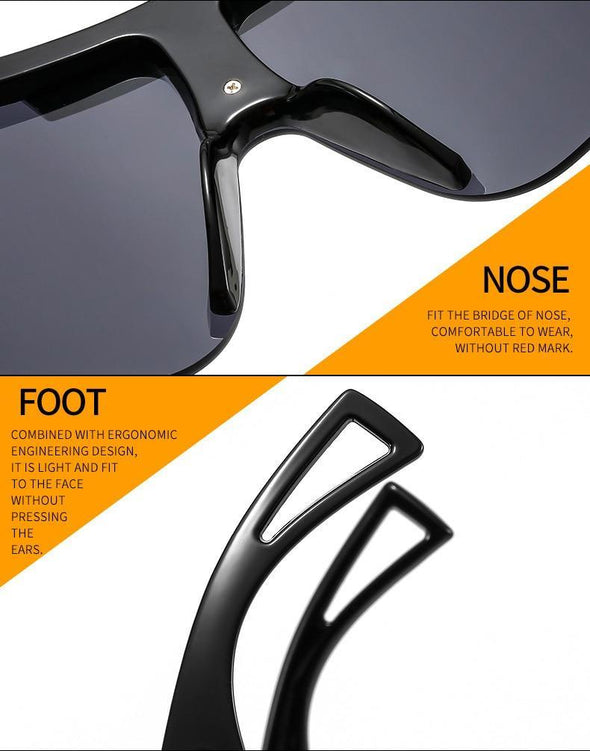 New Luxury Brand One Piece Oversized Sunglasses For Women Vintage Arched Square Sun Glasses Men Wide Leg Rimless Eyewear