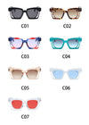 Blue Red Square Sunglasses 2021 Fashion Women's Vintage Shades