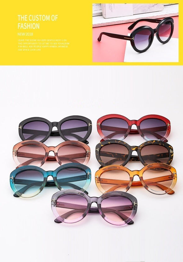 Fashion Sunglasses Women Designer Vintage Round T Sun Glasses Female Eyewear Gradient Frame Shades Men