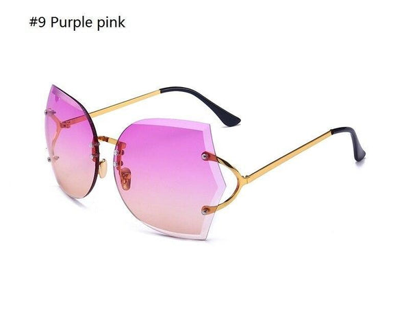 Cat Eye Eyeglasses Women Sunglasses Rimless Clear Eyewear Frame Purple Gradient Elegant Optics Rimless Lady Oversized lunette