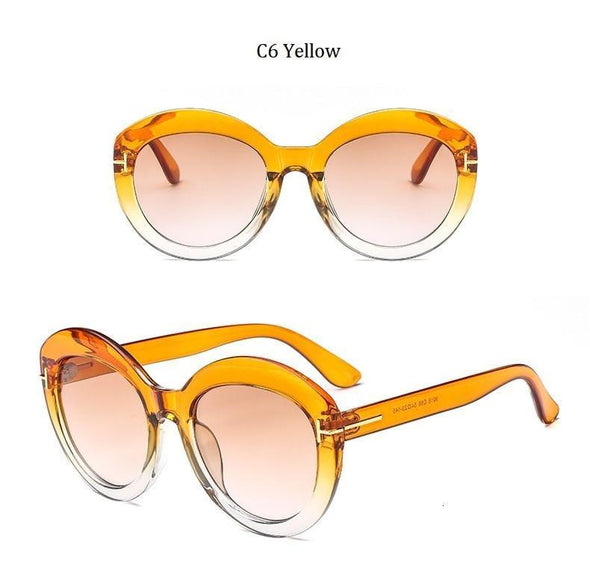 Fashion Sunglasses Women Designer Vintage Round T Sun Glasses Female Eyewear Gradient Frame Shades Men