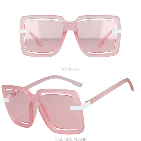 Oversized Square Hollow Luxury Frame Sunglasses Brand Designer Men Women Fashion Shades Uv400 Vintage Glasses