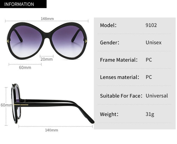 Fashion Vintage Oversized Round Sunglasses Trendy Retro Oval Sun Glasses For Woman Party UV400