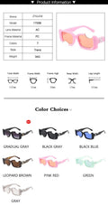 2021 Vintage Rectangle Notch Women Men Sunglasses  Black Pink Lenses