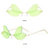 Vintage Butterfly Rimless Women Sunglasses Colorful Wing Frame Summer Fashion Eyeglasses UV400 Protective Shades Cycling Glasses