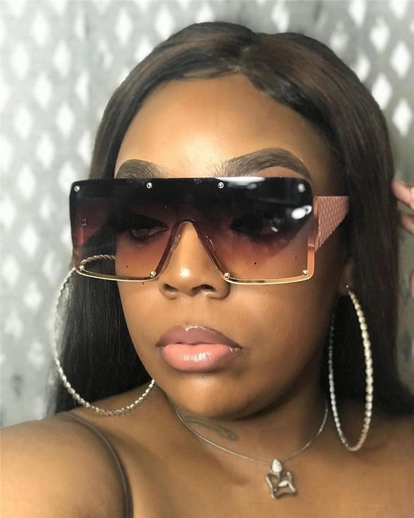 Square Sunglasses Oversized Metal Frame Vintage Glasses Men Shades Retro Gradient Colors