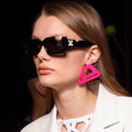 2021 Vintage Rectangle Notch Women Men Sunglasses  Black Pink Lenses