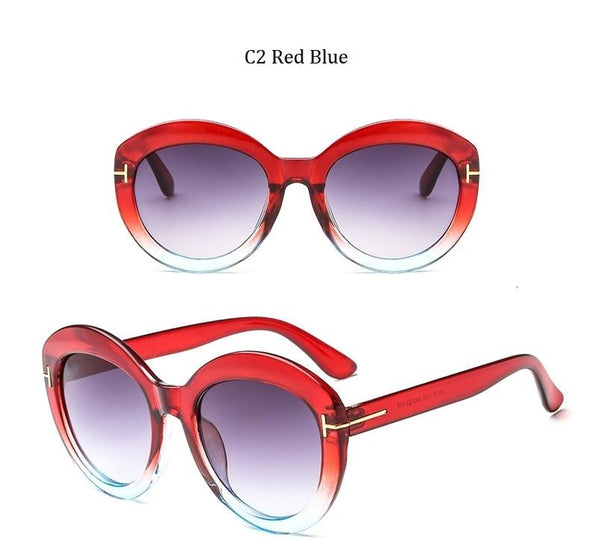 Fashion Sunglasses Women Designer Vintage Round T Sun Glasses Female Eyewear Gradient Frame Shades Men