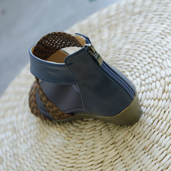 Zoloss Woman Rome Hemp Wedges Ladies Zippers Sandals