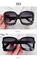 2021 Vintage Oversized Square Colorful Diamond Sunglasses Women Luxury Crystal Fashion Sun Glasses For Female Rhinestone UV400
