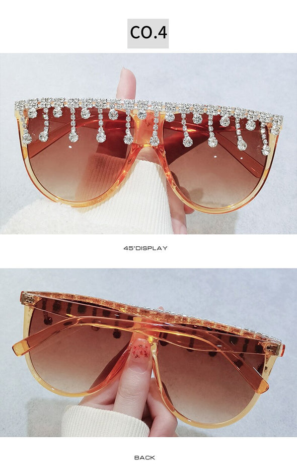 2021 Vintage Fashion Luxury Brand Designer Diamond Sunglasses Women Crystal Rhinestone Frame Sun Glasses For Female Ladies UV400