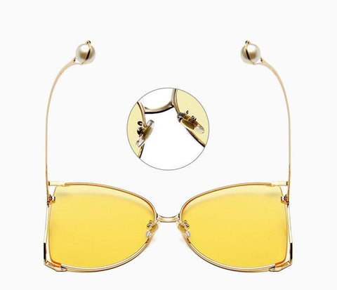 2021 New Brand Pearls Half Round Sunglasses Women Fashion Big Frame Gradient Sun Glasses Female Oculos Unisex Eyewear