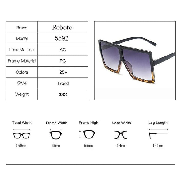 Black Sunglasses Women Square Flat Top Oversized Vintage Retro big frame fashion sunglasses feminine black female glasses