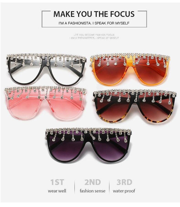 2021 Vintage Fashion Luxury Brand Designer Diamond Sunglasses Women Crystal Rhinestone Frame Sun Glasses For Female Ladies UV400