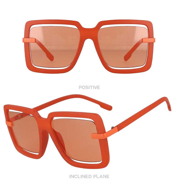 Oversized Square Hollow Luxury Frame Sunglasses Brand Designer Men Women Fashion Shades Uv400 Vintage Glasses