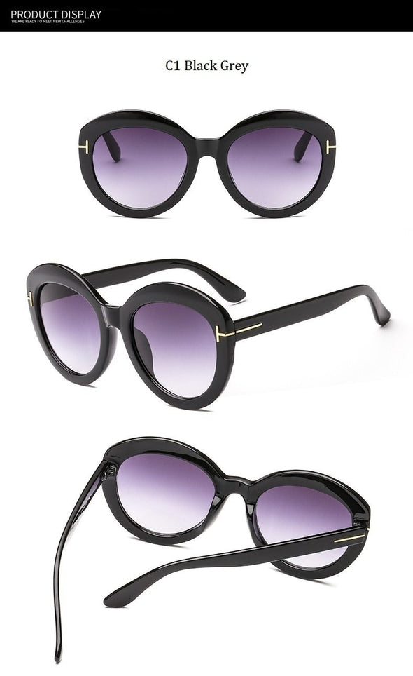 Fashion Sunglasses Women Designer Vintage Round T Sun Glasses Female Eyewear Gradient Frame Shades Men