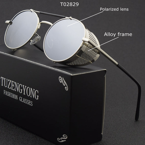 Classic Gothic Steampunk Sunglasses Polarized Men Women Brand Designer Vintage Oval Metal Frame Sun Glasses UV400