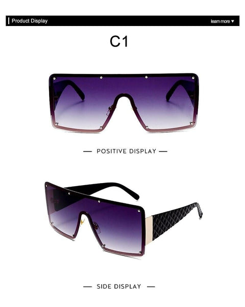 Square Sunglasses Oversized Metal Frame Vintage Glasses Men Shades Retro Gradient Colors