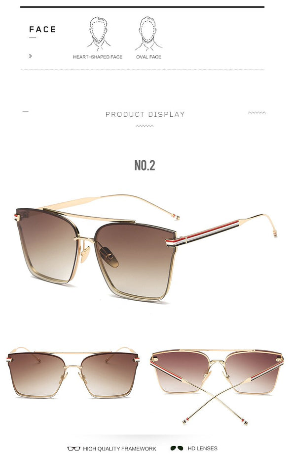 Fashion Flat Top Oversize Square Sunglasses Women Big Frame Luxury Brand Sun Glasses For Female Male