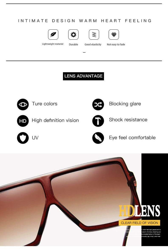 Black Sunglasses Women Square Flat Top Oversized Vintage Retro big frame fashion sunglasses feminine black female glasses