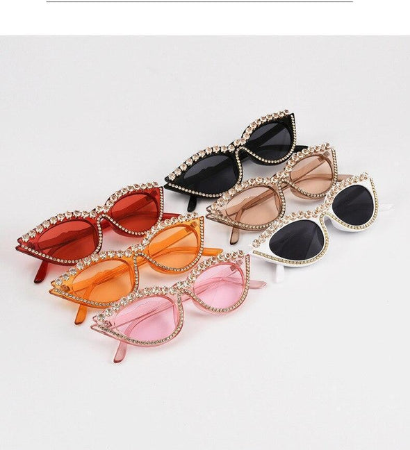 Small Cat Eye Diamond  Fashion Rhinestone Sun Glasses