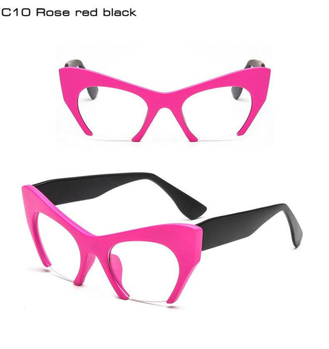 Fashion Retro Half frame Cat eye Women Glasses Frame Can Be Equipped with Myopia Prescription Lens Men Glasses Frame