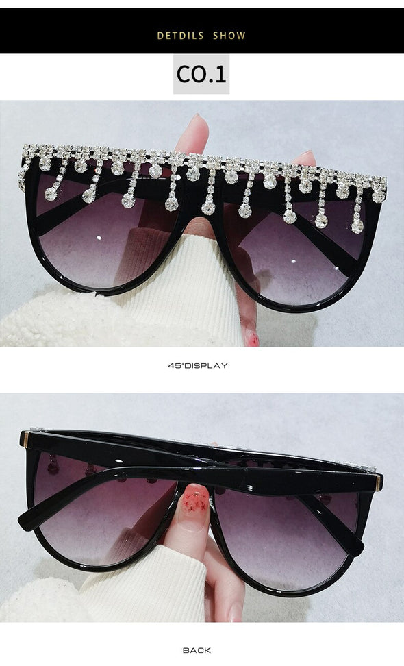 2021 Vintage Fashion Luxury Brand Designer Diamond Sunglasses Women Crystal Rhinestone Frame Sun Glasses For Female Ladies UV400