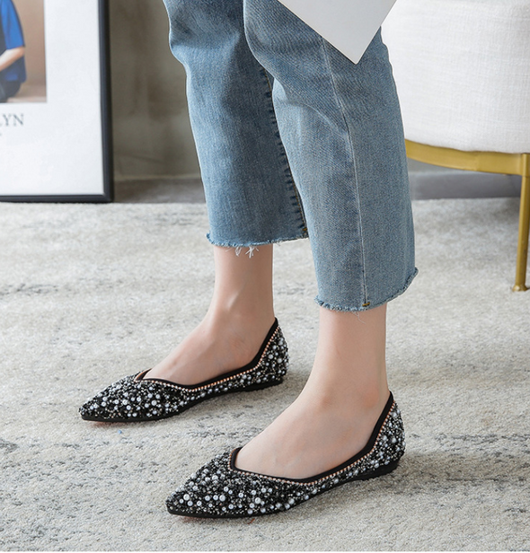 Zoloss Rhinestone Flat Bling Diamonds Bridal Shoes