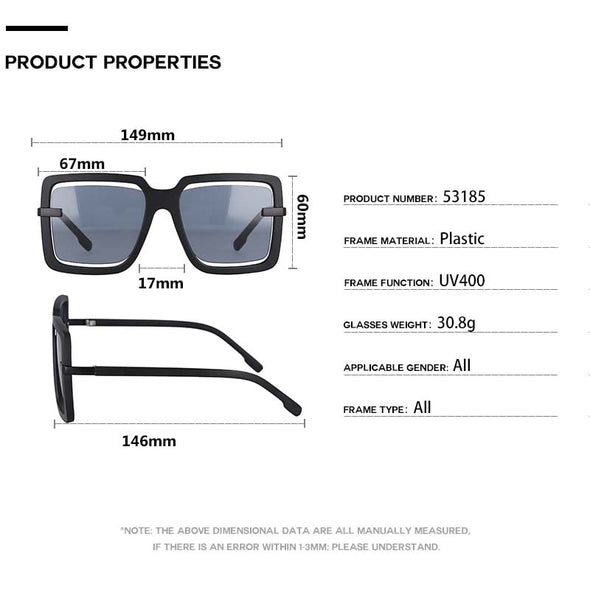Oversized Square Hollow Luxury Frame Sunglasses Brand Designer Men Women Fashion Shades Uv400 Vintage Glasses