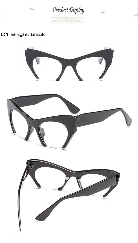 Fashion Retro Half frame Cat eye Women Glasses Frame Can Be Equipped with Myopia Prescription Lens Men Glasses Frame