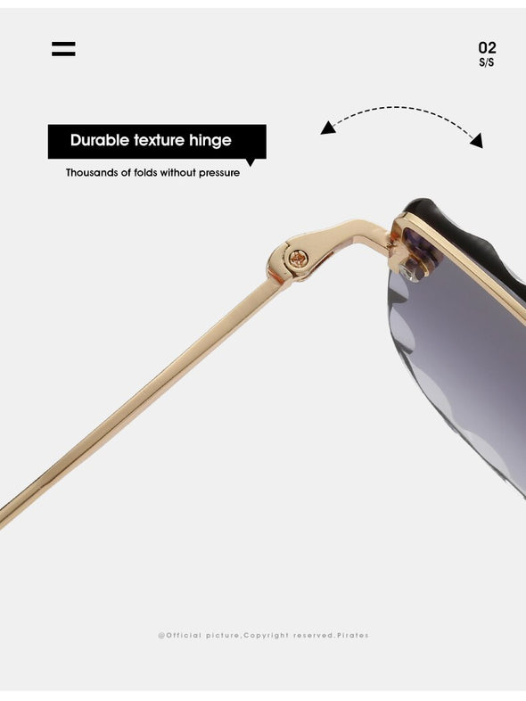 Vintage Women Sunglasses Cutting Lens Gradient Glasses Lace Rectangle Sun Glasses For Ladies Metal Frame Lunette