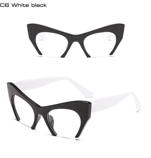 Fashion Retro Half frame Cat eye Women Glasses Frame Can Be Equipped with Myopia Prescription Lens Men Glasses Frame