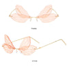 Vintage Butterfly Rimless Women Sunglasses Colorful Wing Frame Summer Fashion Eyeglasses UV400 Protective Shades Cycling Glasses