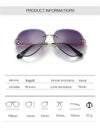 Rimless Sunglasses Metal Gradient Shades Cutting Lens Goggles  UV400