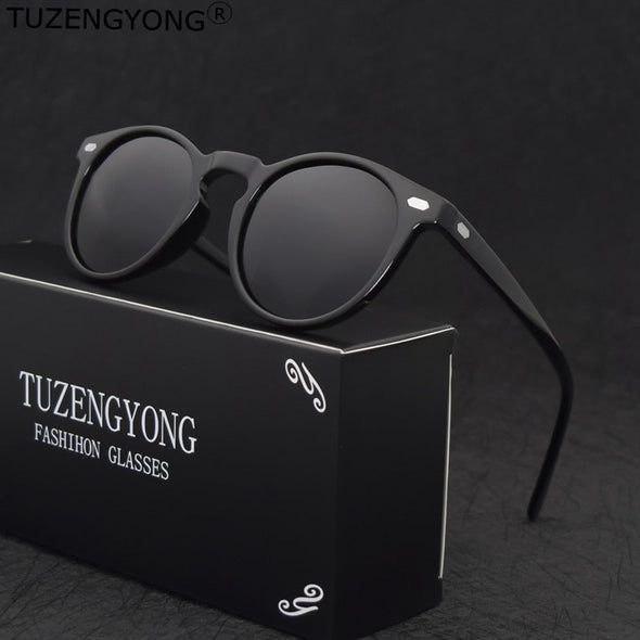 Brand Vintage Designer Polarized Sunglasses For Men Traveling Unisex TR90 Round Sun Glasses Driving Eyewear
