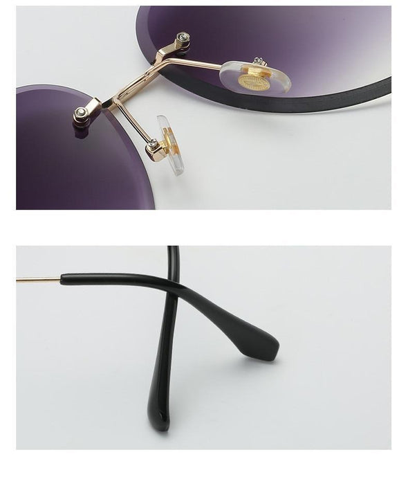 Rimless Sunglasses Metal Gradient Shades Cutting Lens Goggles  UV400