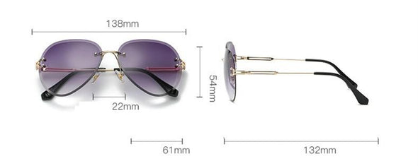 Rimless Sunglasses Metal Gradient Shades Cutting Lens Goggles  UV400