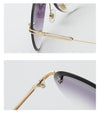 Rimless Sunglasses Metal Gradient Shades Cutting Lens Goggles  UV400