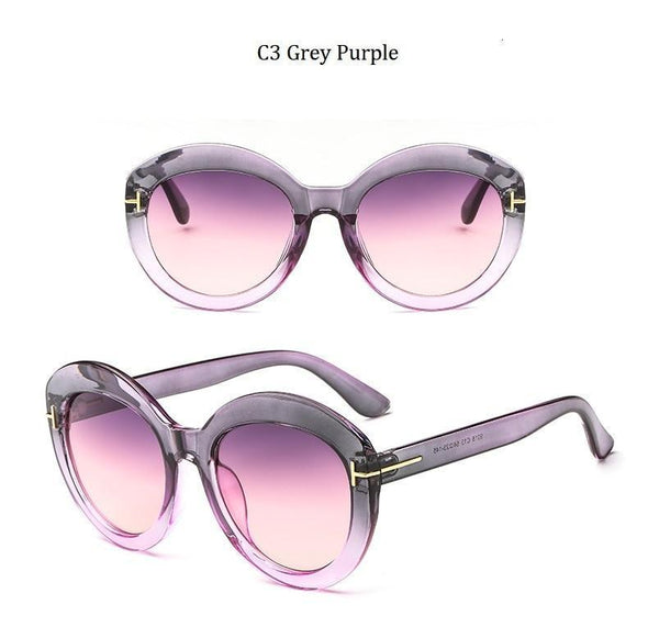 Fashion Sunglasses Women Designer Vintage Round T Sun Glasses Female Eyewear Gradient Frame Shades Men