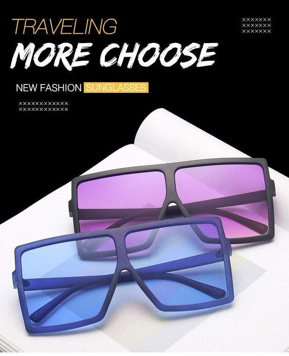 Black Sunglasses Women Square Flat Top Oversized Vintage Retro big frame fashion sunglasses feminine black female glasses