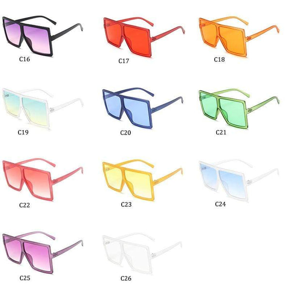 Black Sunglasses Women Square Flat Top Oversized Vintage Retro big frame fashion sunglasses feminine black female glasses