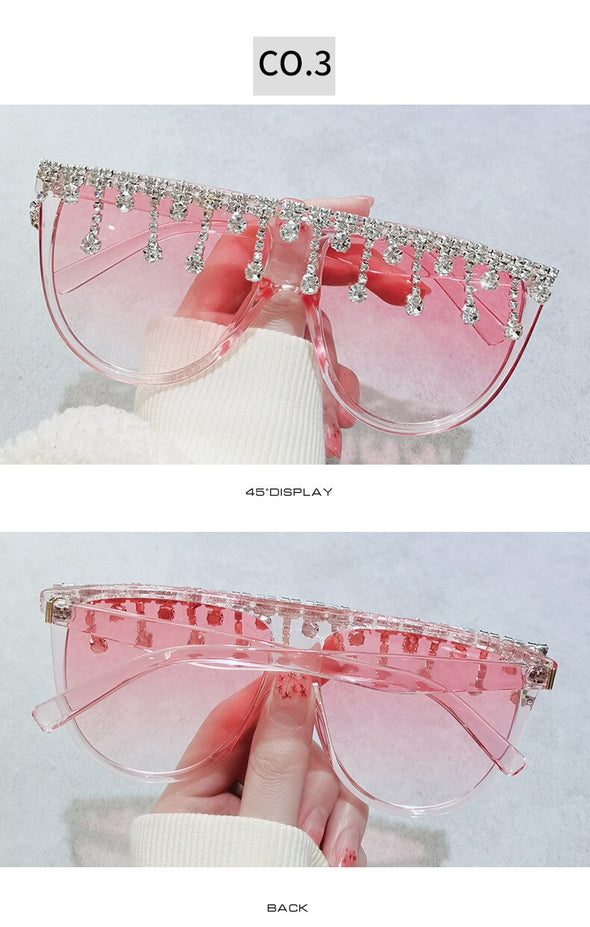 2021 Vintage Fashion Luxury Brand Designer Diamond Sunglasses Women Crystal Rhinestone Frame Sun Glasses For Female Ladies UV400