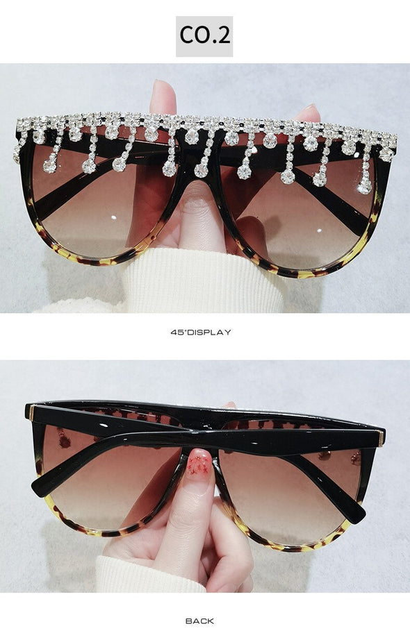 2021 Vintage Fashion Luxury Brand Designer Diamond Sunglasses Women Crystal Rhinestone Frame Sun Glasses For Female Ladies UV400