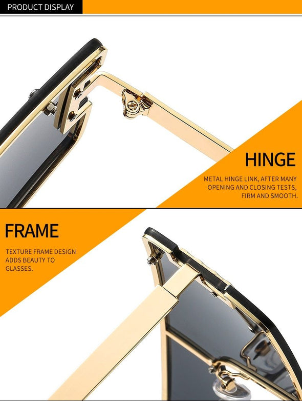 New Men Women Goggle PC Gradients Lens Golden Frame Sunglasses