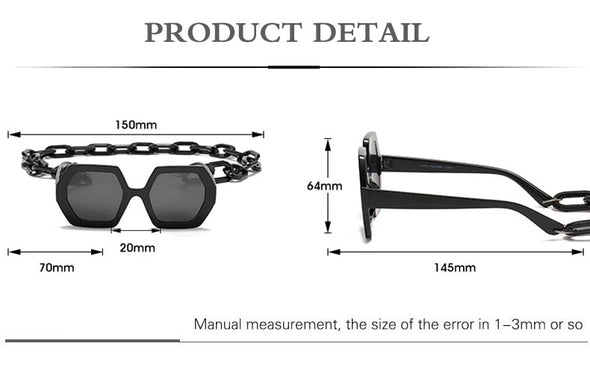 Fashion Punk Square Sunglasses Women Vintage Unique Chain Polygon ]Female Shades Large Frame