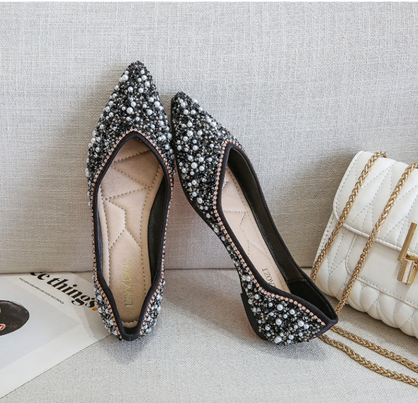 Zoloss Rhinestone Flat Bling Diamonds Bridal Shoes