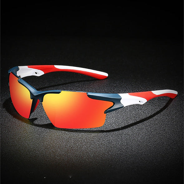 Men Mirror Red Sunglasses Black Frame Sports Goggles Women Cycling UV400 Unisex Bicycle Riding