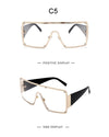 Square Sunglasses Oversized Metal Frame Vintage Glasses Men Shades Retro Gradient Colors