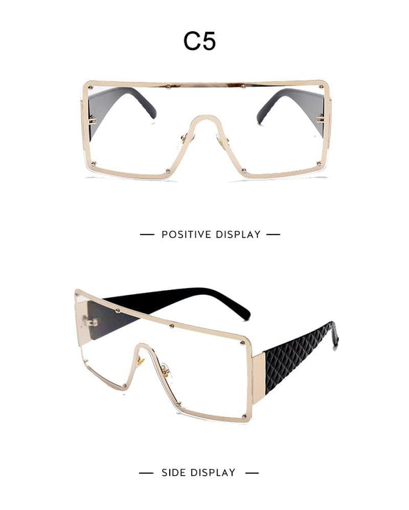 Square Sunglasses Oversized Metal Frame Vintage Glasses Men Shades Retro Gradient Colors