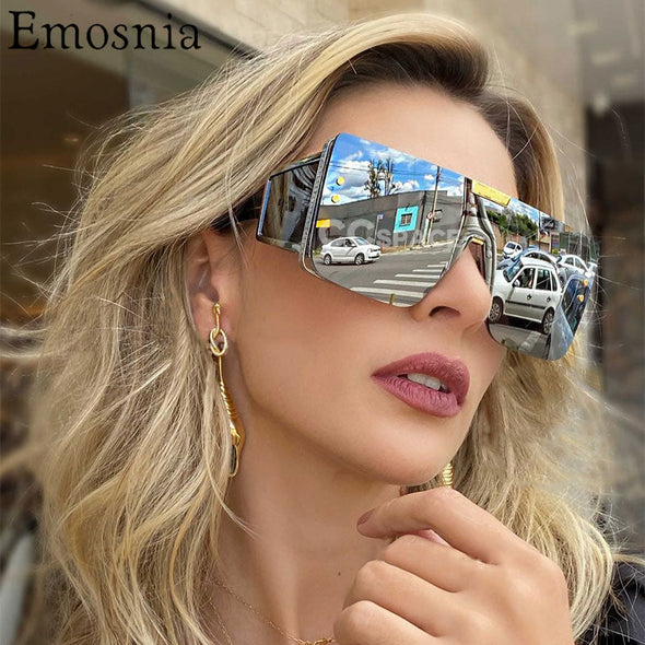 Vintage Flat Top One Piece Sunglasses Sun Glasses Women Men Fashion Oversized Square Gradient Eyeware  Driving Travel